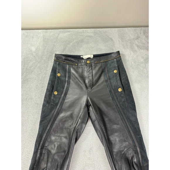 Chloe Women's Size 36 EU 100% Calfskin Leather Rare Designer Ankle Zip Pants - Picture 12 of 16